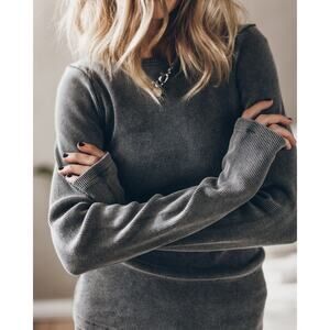 MIKUTA The Dark Ribbed Long Sleeve Top Gray - S